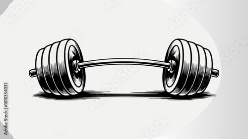 Arm wrestling themed vector with fitness barbell challenging strength like a competitive match, suitable for gym promotions and sports designs.