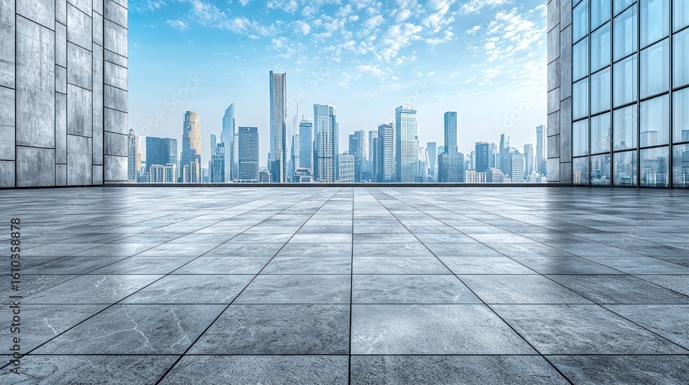 Fototapeta premium Modern cityscape with skyline view