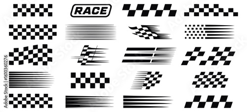  Racing Stripes, Motocross Labels, and Dynamic Finish Line Vector Graphics
