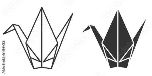 千羽鶴のモノクロアイコン