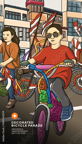 Social media post idea featuring a bicycle decorated in Indonesian style
