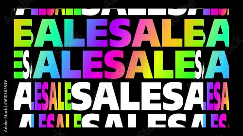 Sale banner with modern typography on 3d shape. Promotion sale banner. Promotion sale background. Sale banner with colorful text on 3d shape. Loop video.