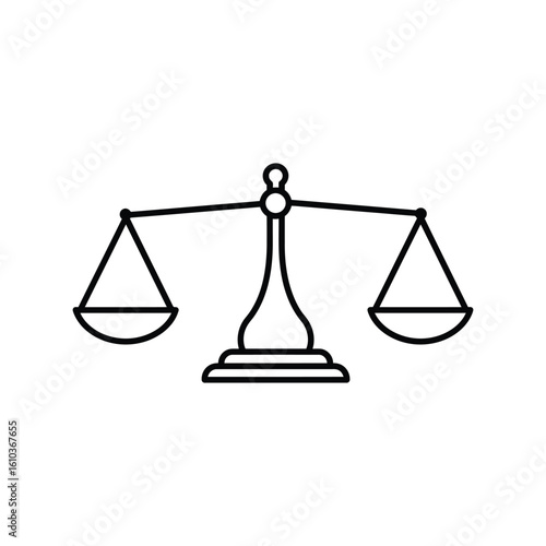 Legal Scales of Justice Icon: Law, Balance, Equality, and Fairness Symbol Vector