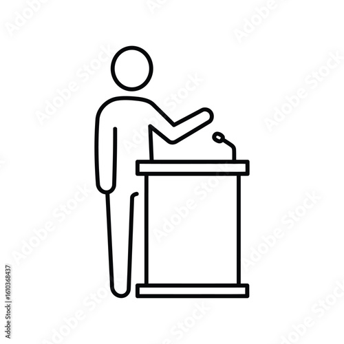 Speaker at Podium Vector Icon, Public Speaking, Presentation, Conference