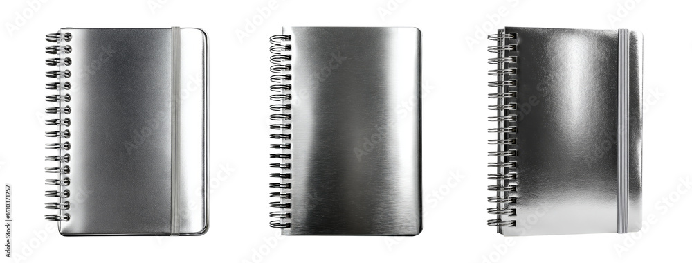 Obraz premium Three Distinct Spiral-Bound Notebooks with Glossy Covers