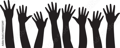 Group of Raised Hands Silhouettes