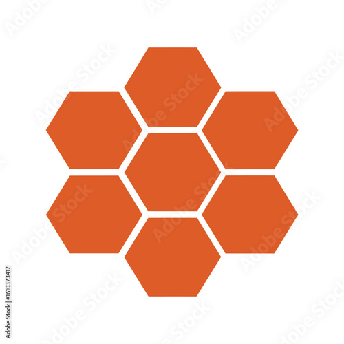 Hexagonal honeycomb pattern: natural structure, honey production, bee wax vector