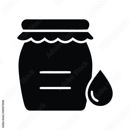 Silhouette of honey jar with decorated lid: food container, preserves vector