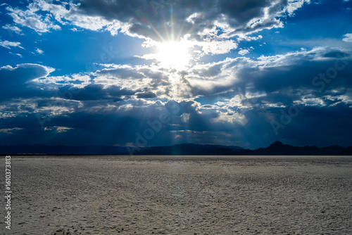 storm clouds over the horizon salt flat