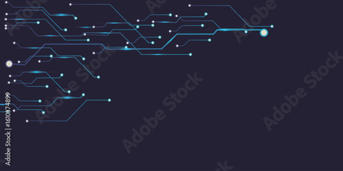 Abstract Digital Circuit technology Background with Blue Connections on Dark Surface vector illustration eps10