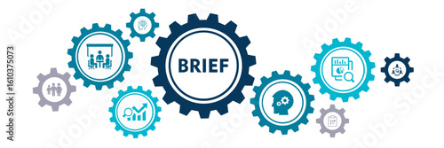 brief banner web icon vector illustration concept for product and service quality inspection with an icon of meeting, collaboration, analysis, brainstorming, plan, communication, summary, 
