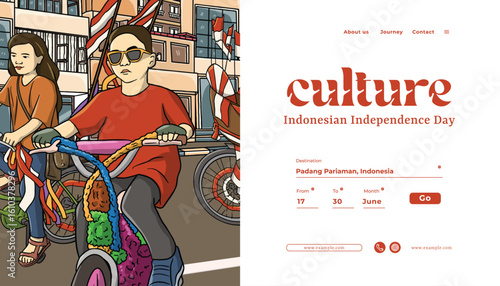 Indonesian independence day parade landing page Illustration