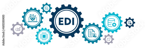 EDI banner web icon vector illustration concept with icon of electronic, data, interchange