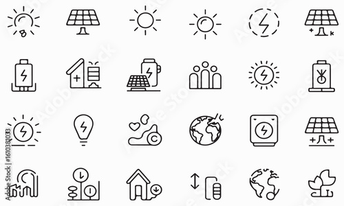 Solar energy icons solar panel battery