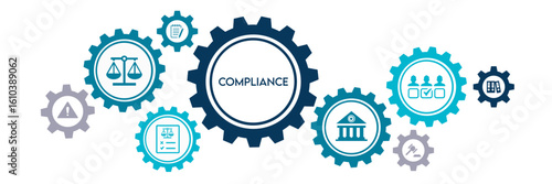 Compliance banner web icon vector illustration concept with icon of rules, standards, policies, requirements, regulations, transparency, and law