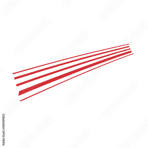 Angled red stripes on a white background receding into the distance