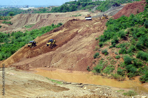 Land development by cutting hilly area near Islamabad 