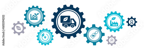 Sustainable business or green business vector illustration. Concept with connected icons related to environmental protection and sustainability in business. 