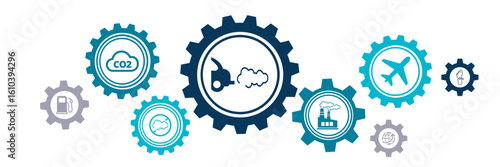 CO2 icon concept: carbon dioxide emissions / pollution – vector illustration