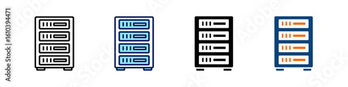 Server Rack All In One Icon Multi Styles Vector Set