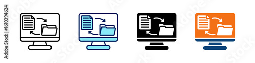 File Transfer All In One Icon Multi Styles Vector Set