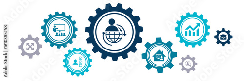 human resource management concept – modern hr aspects: vector illustration