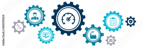 commissioning concept: performance testing before startup, project commissioning engineering, testing operability / quality / safety – vector illustration
