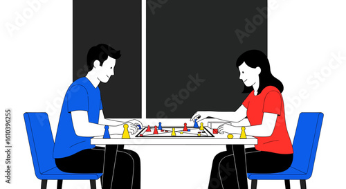 People play board game illustration fun leisure activity togetherness