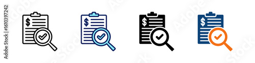 Audit All In One Icon Multi Styles Vector Set