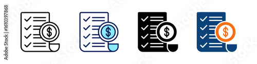 Financial Report All In One Icon Multi Styles Vector Set
