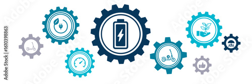 Electric scooter icon concept – conncected e-scooter symbols: vector illustration