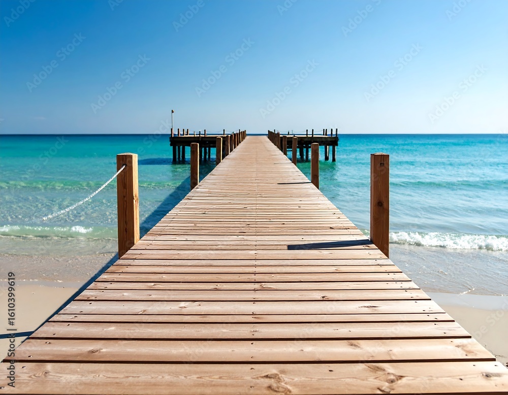 Obraz premium Wooden pier leading to turquoise ocean