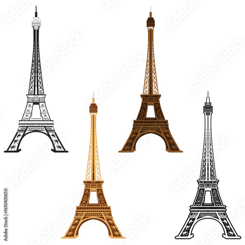 a set of images, graphics, or symbols representing the Eiffel Tower