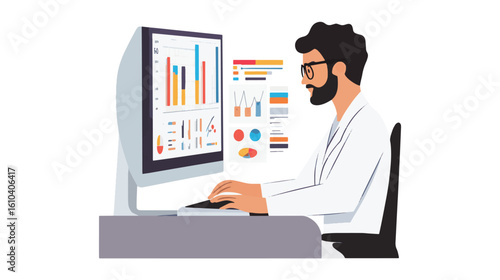 vector cartoon business data analys