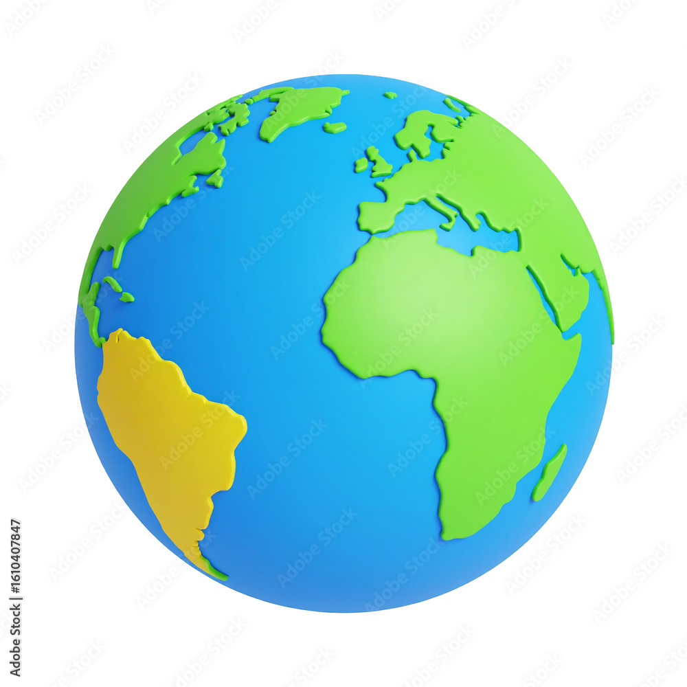 Fototapeta premium Stylized earth globe featuring continents on transparent background