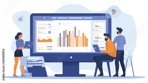 vector cartoon business data analys