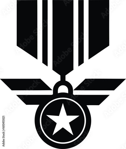 A black and white depiction of the Medal of Honor, highlighting its detailed features and historical importance