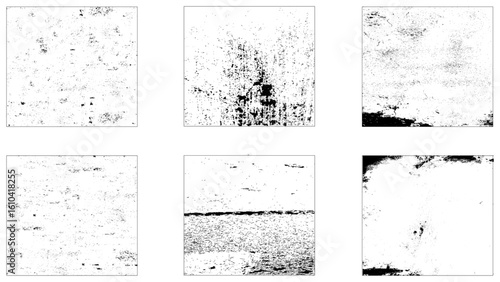 Grunge overlay textures with dust grain isolated on white background. ink splash and grungy decoration elements for social media. Distressed vintage banner frame.