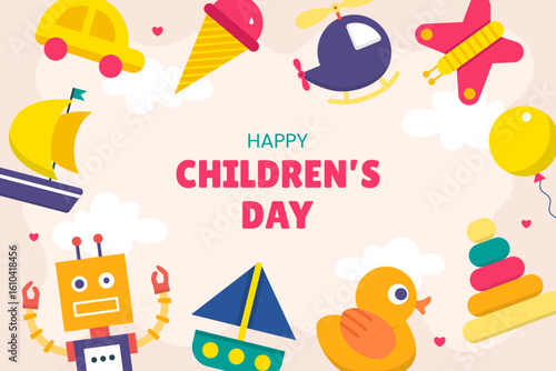 World Children's Day Background. Set of flat vector illustrations. Minimalistic background illustrations for sales, advertisements, coupons. Banner, poster, flyer.	