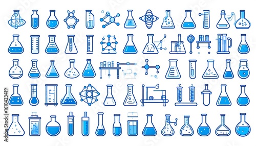 Wallpaper Mural Collection of various science beakers and lab equipment icons Torontodigital.ca