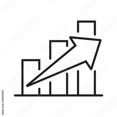 Outline icon of performance rising arrow, designed to illustrate measurable progress and personal or business improvement