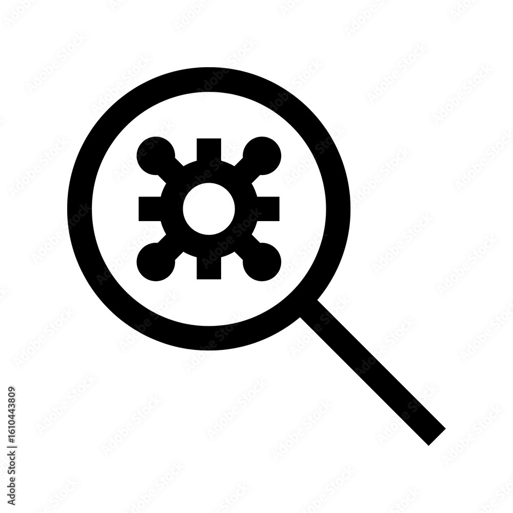 Fototapeta premium Virus Scan Icon, Cybersecurity Magnifier Symbol, Digital Antivirus Detection, Modern Vector Isolated