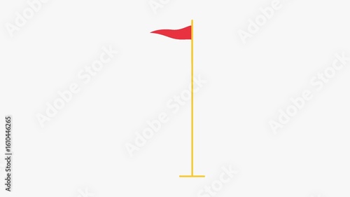 Red Flag Animation Icon Waving on Pole for Warning or Alert Use