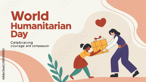 Celebrating world humanitarian day with compassion and courage giving gifts and helping others in need today
