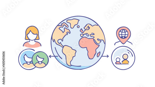 Global collaboration network communication worldwide team connection international business partnership and people
