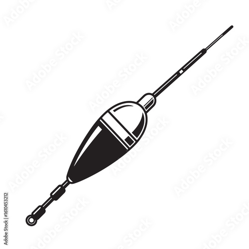 Isolated black and white vintage art illustration of a fishing bobber for angling