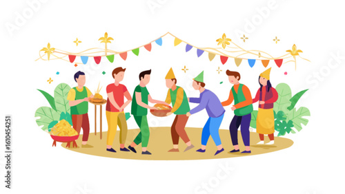 Celebration party with friends and family vector illustration design for social media and website use