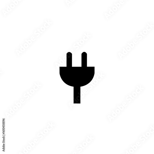 A clean, minimalist vector graphic of a black electrical plug on a white background.