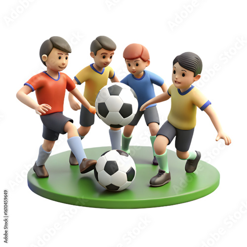  Energetic Youngsters Playing Soccer: Dynamic, Active, and Fun Team Sport