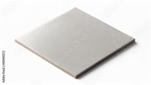 Light Grey Square Ceramic Tile Isolated on White. Modern Flooring, Wall, & Interior Design Element